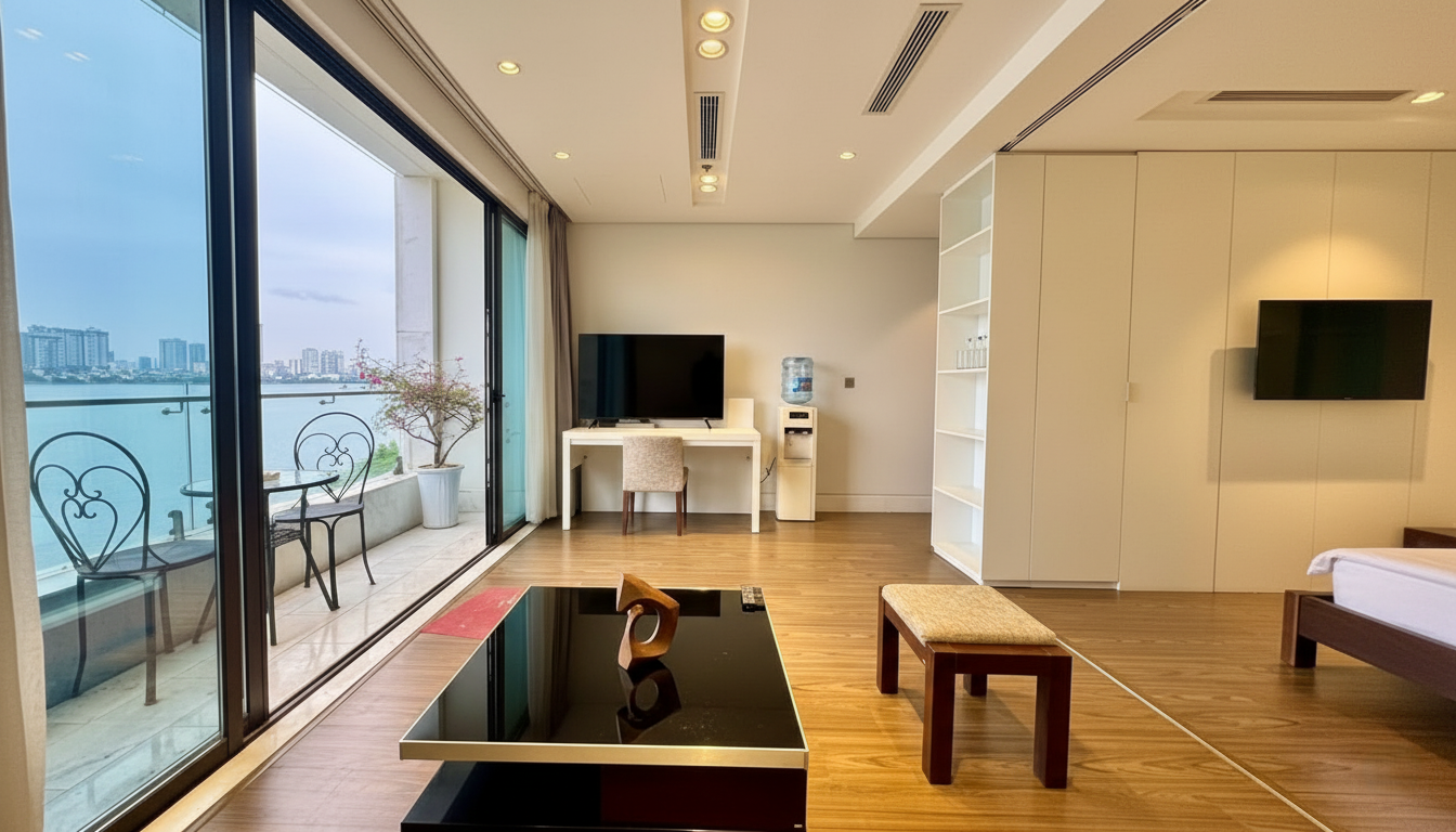 1 Bedroom apartment with lake view in Vu Mien, Tay Ho for rent.