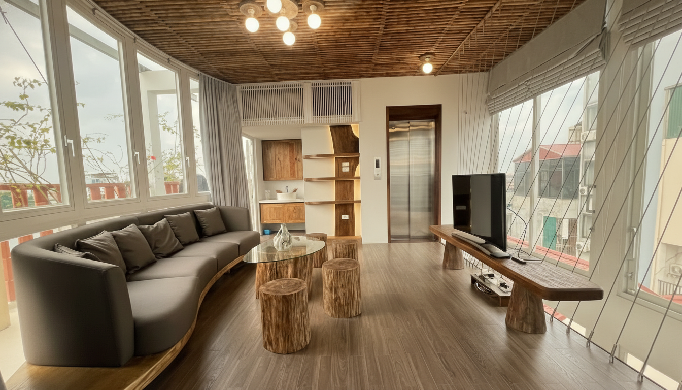  Modern 2-Bedroom Serviced Apartment with Garden – Ngoc Thuy, Long Bien