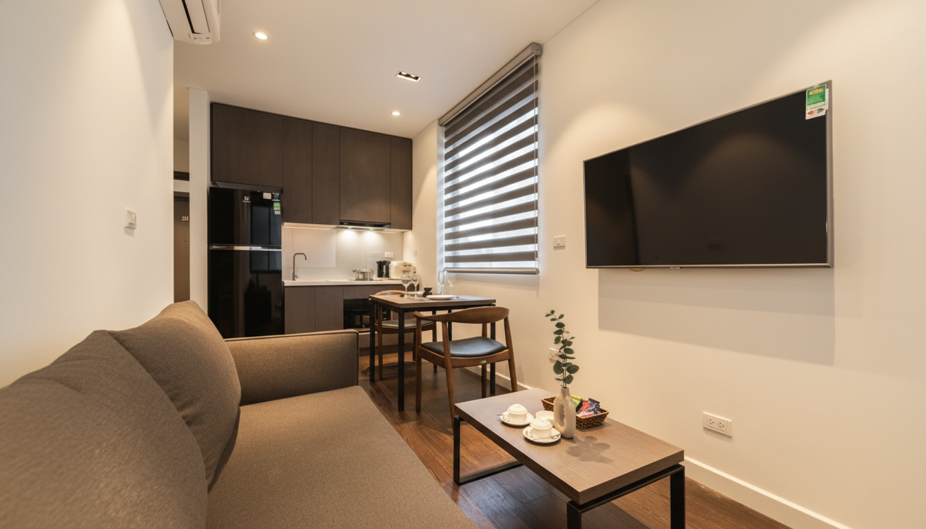 This modern minimalist 1-bedroom apartment in Xuan La ward, Tay Ho
