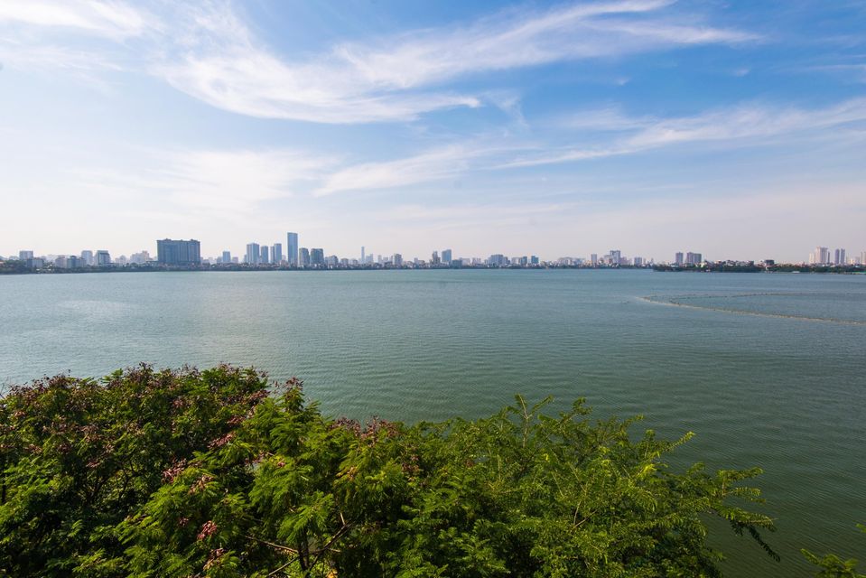 Balcony and Beautiful lake view 02 BR Apartment rental in Yen Phu villgae, Tay Ho