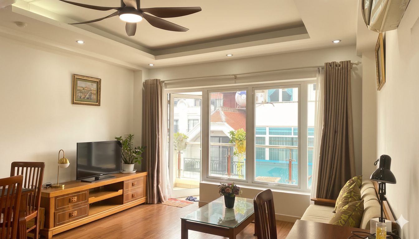 Bright & Cozy 1-Bedroom Apartment for Rent on Truc Bach