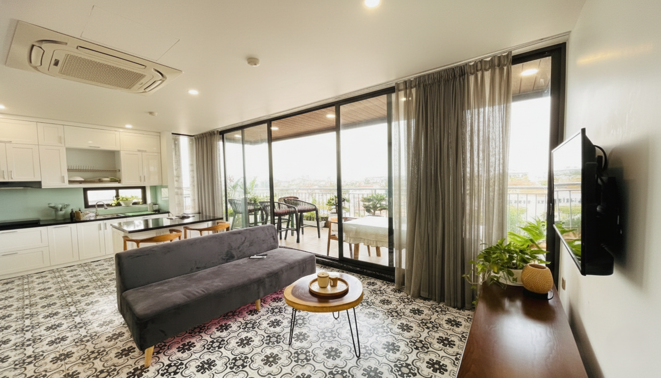 Cozy modern apartment with big balcony on Au Co str to rent