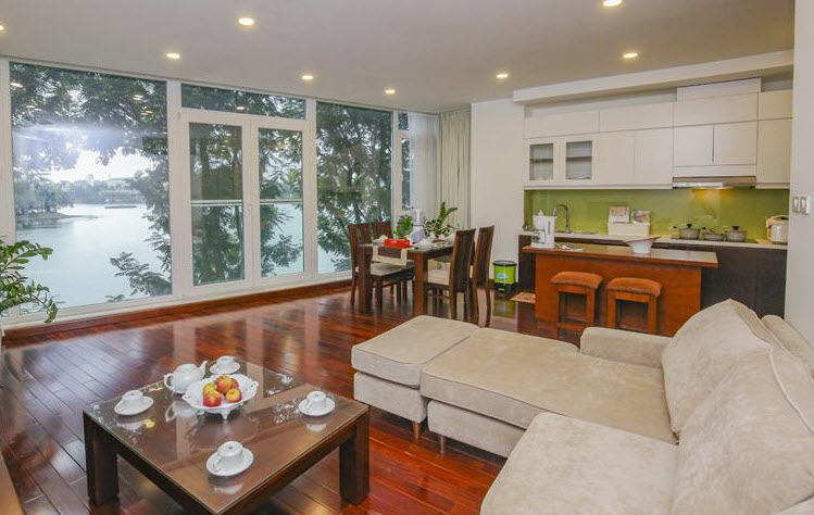 Lake view Contemporary 2 BR Apartment Rental in Truc Bach Area, Ba Dinh