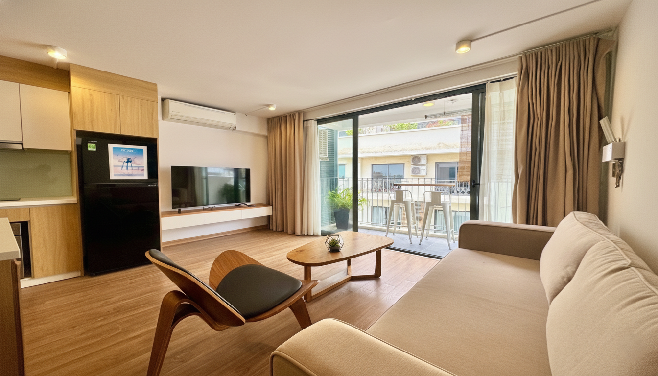 Stylish Duplex 1 Bedroom Apartment with Balcony for Rent near Xuan Dieu Street, Tay Ho