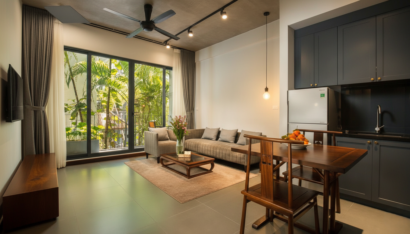  🌿 HIGH-QUALITY 1-BEDROOM APARTMENT ON TU HOA – BALCONY, NATURAL LIGHT & FULL SERVICE 🌿